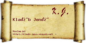 Klaáb Jenő névjegykártya